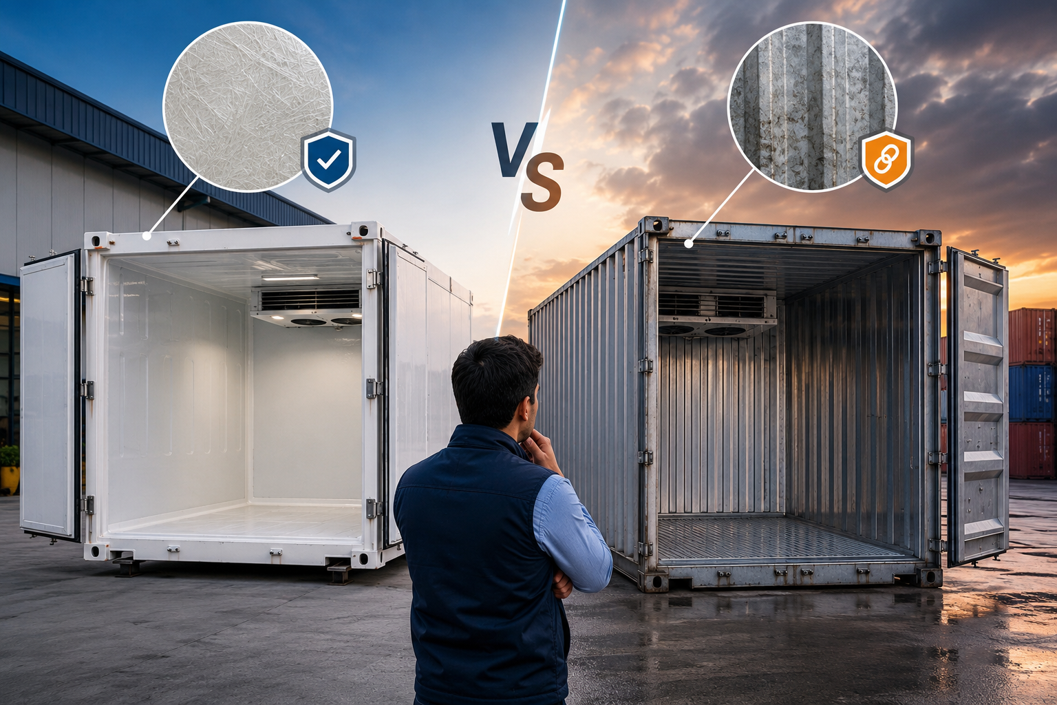 Comparison of GRP and MS reefer bodies used in refrigerated trucks for cold chain transportation